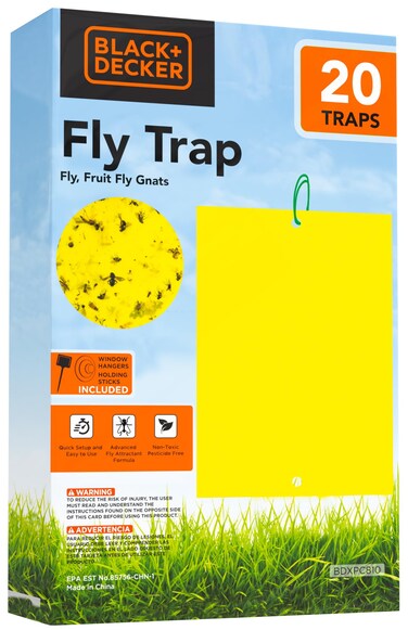 BLACK+DECKER Fruit Fly Trap- Gnat Trap- Indoor Fly Trap &amp; Fly Traps Outdoor- Gnat Traps for House- Dual- Sided Yellow Mosquito Trap, 20 Pack Sticky Traps