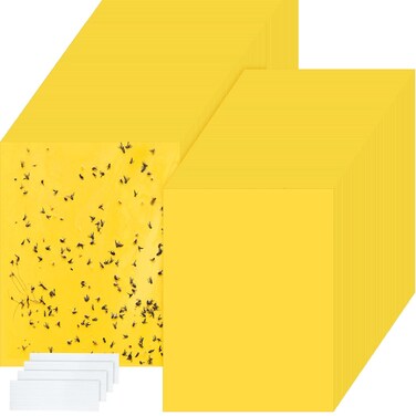 Qualirey 6 x 8 Inch Yellow Sticky Traps for Plant Double Sided Sticky Trap for Gnats with Twist Ties Bugs Sticky Traps Plant Fruit Fly Yellow Traps for Indoor Outdoor(700 Pcs)