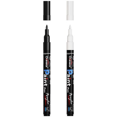 Overseas Paint Pens Paint Markers - White &amp; Black Permanent Markers Acrylic Paint Pens 2 Pack, Water Based, Waterproof, 0.7mm Extra Fine Marker Pen for Wood, Metal, Rock, Plastic, Glass, Canvas
