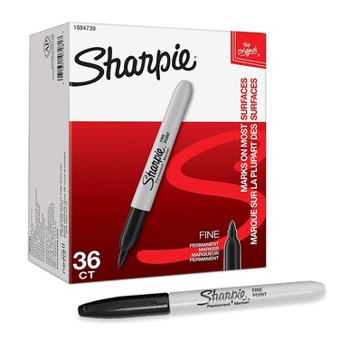 Permanent Marker Fine Point, Black with Sharpie Quick Drying/Waterproof - 36 Count (1 Pack)