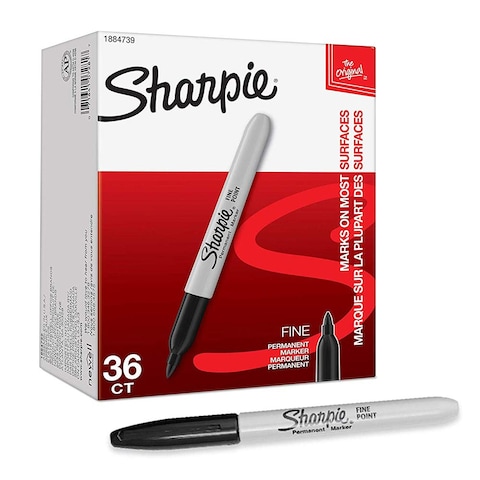 Permanent Marker Fine Point, Black with Sharpie Quick Drying/Waterproof - 36 Count (1 Pack)