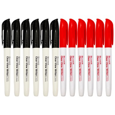 (6Black+6Red=12Markers/Pack) Water-Based ink Marker Pens for Low Vision, Bold Writing/Marker Pens for Visual Impairment, Best Pens for Seniors &amp; Elderly People