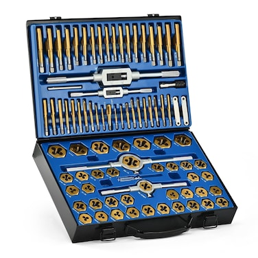 Orion Motor Tech 86pc Tap and Die Set, SAE &amp; Metric Tap Set and Die Tool Set for Internal and External Threading, Coarse and Fine Threading Rethreading Tool Kit with Carrying Case