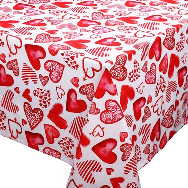 Tatuo Valentine's Day Tablecloth Decorations Rectangle Love Heart Tablecloth Spring Table Cover Fabric Tablecloth for Kitchen Dining Wedding Holiday Party Decoration(56 x 79 Inch)