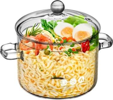 Clear Glass Simmer Pots for Cooking on Stove, Glass Stew Pot Glass Soup Pot With Lid Kitchen Stockpot Glass Cooking Pot Thickened Stock Pot Large Serving Bowl Simmer Pot for Stove (1.5L / 51OZ)