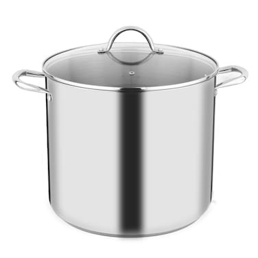 GreatChef Stock Pot Stainless Steel 24 Quart with Tempered Glass Lid for Cooking Riveted Handle, Heavy Duty Vessel,Induction Compatible All Cooktops in Use, Dishwasher &amp; Oven Safe