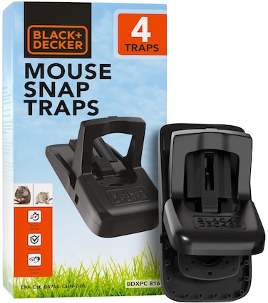 BLACK+DECKER Mouse Trap &amp; Mouse Traps Indoor for Home- Rat Trap Indoor &amp; Outdoor- Instantly Kill Rodent Snap Trap- Touch Free &amp; Reusable, 4 Pack