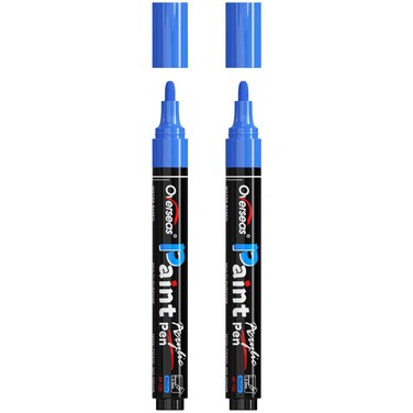 Overseas Blue Paint Pens Paint Markers - Permanent Acrylic Markers 2 Pack, Water Based, Quick Dry, Waterproof Paint Marker Pen for Rock, Wood, Plastic, Metal, Canvas, Glass, Fabric, Mugs. Medium Tip