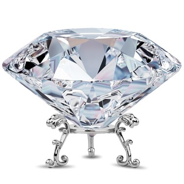 MerryNine Top 100mm K9 Clear Crystal Diamond Paperweight Decoration with Sliver Triangle Base, Decoration Wedding, Store, Home, Office, Bar ect; Best Gift for Lover, Family and Friends ect (,White)