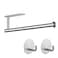 Kinbrace Paper Towel Holder with 2 Hooks-Under Cabinet Paper Towel Holder for Kitchen, Self-Adhesive or Screws, Space Saving Wall Mounted Kitchen Roll Holder, Bathroom, Stainless Steel Brushed Gold