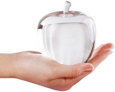 H&amp;D HYALINE &amp; DORA Crystal Glass Apple Paperweight (Clear)