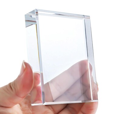 H&amp;D HYALINE &amp; DORA Clear Crystal Rectangle Paperweight Glass Decorative Paper Weights for Office Desk, Functional Crystal Paperweight for Photography Reading
