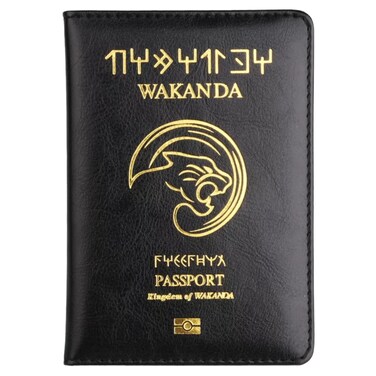 Pretty Little Passports Passport Cover Kingdom of Wakanda Vaccine Card Holder Combo, Passport Holder with Vaccine Card Slot (Black)