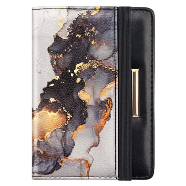 Passport Holder,RFID Blocking Passport Cover Cute Floral Traveling Passport Wallet for Women Gold Grey