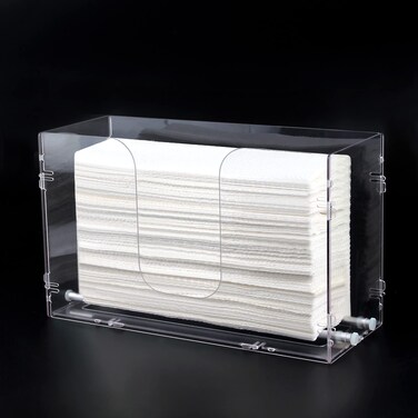 Evron Paper Towel Dispenser Countertop &amp; Wall Mount Clear One-Hand Pull C Fold Z Fold Trifold and Multifold Paper Towel Holder (Simple Snap-on Assemble Before Use)