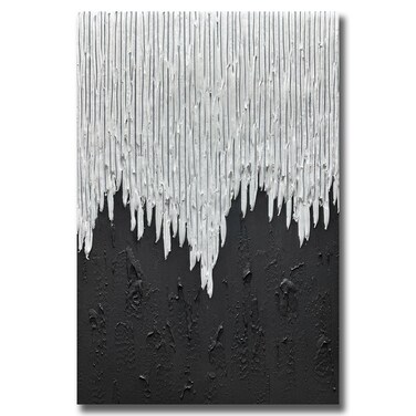 ART8YUQI Paintings - 24x36inch Abstract Art Oil Painting On Canvas Texture 3D painting Black White Handmade Artwork Picture Canvas Wall Art Modern Home Decor living room Ready to Hang (White Black)