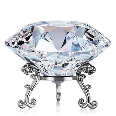 80mm(3.1inch) Diamond Crystal Paperweight Large Diamond Shaped with Stand Jewels Crystal Home Wedding Decoration Centerpieces (Transparent)