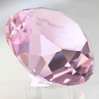 Yiasangly 60mm Crystal Glass Diamond Shaped Decoration, Crystal Diamond Paperweight Jewelry for Home Office Decor, Wedding Centerpieces Decoration, Valentine's Day Gift - Pink