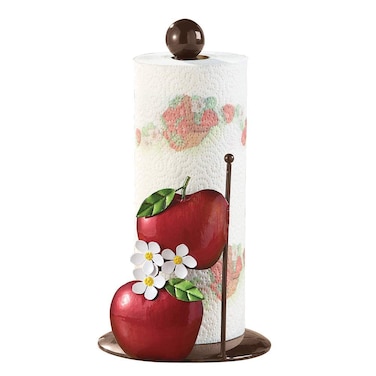 Apple Kitchen Paper Towel Holder - Free Standing Home Kitchen Decor Accessories - Metal Farmhouse Large Towel Stand for Countertops