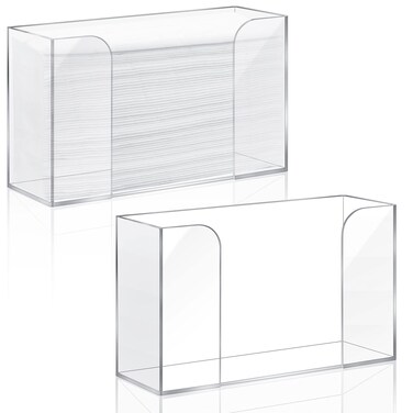 Deekin 2 Pcs Acrylic Paper Towel Dispenser Countertop Folded Paper Towel Holder, Clear Trifold Guest Napkin Dispenser for Z-fold, C-fold or Multifold Paper Towels for Bathroom Toilet and Kitchen