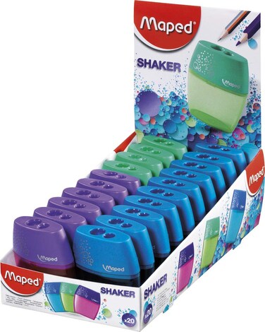 Maped Shaker 2-Hole Pencil Sharpener - 20-Pack - Precise Sharpening - Durable &amp; Portable - Compact Design, Steel Blades - Ideal for Students