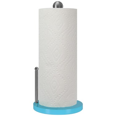 Blue Donuts Paper Towel Holder Countertop with Weighted Base - Easy One-Handed Tear Paper Towel Holder, Modern Paper Towel Holder, Turquoise Paper Towel Dispenser Countertop