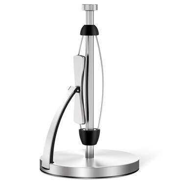 VEHHE Paper Towel Holder, Simply Tear Paper Towel Holder Countertop with Spring Activated Arm and Silent Damping Function, Kitchen Towel Holder Stand with Suction Cups for Kitchen Bathroom