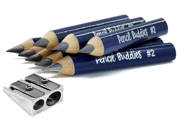 Kids Pencils for Toddlers, Beginners, Preschool and Kindergarten Ages 2-6 years With Jumbo Triangle Shape, #2 Graphite, Fat Pencils With Easy Grip and Large Core (8 pack + Sharpener, Navy Blue)
