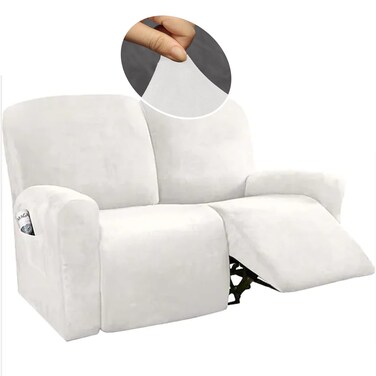 LightInTheBox Couch Cover Loveseat Slipcovers for 2 Cushion Couch High Stretch Velvet Fabric Sofa Furniture Protector Cover Sofa Covers for Living Room for DogsWhite