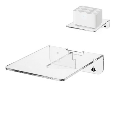 TXEsign Mesh WiFi Router Shelf, Acrylic Small Wall Shelf for Orbi Mesh WiFi Router, Google Nest WiFi, Speaker, Clock, Monitor Action Figure (6.69X5.51 Inch) (5.51X6.69 Inch)