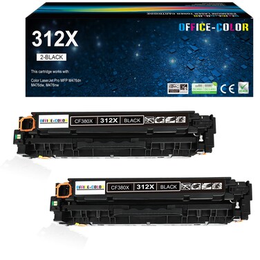 312A 312X Black High-Capacity Toner Cartridge Replacement for HP 312A CF380A CF380X for Laserjet Pro MFP M476dn M476dw M476nw Printer Ink (2 Pack)