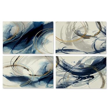 Abstract Navy Blue and White Placemats Set of 4, Modern Contemporary Placemats Table Mats Place Mats for Kitchen Dining Table Winter Holiday Party Decoration 16.9x11.4 Inch