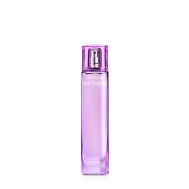 Clinique My Happy Fragrance Spray, Cocoa &amp; Cashmere   Notes of Cocoa, Vanilla + Musk, Mini Travel Size, 0.5 Fl Oz