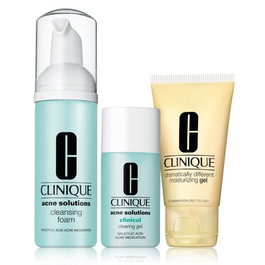 Clinique Acne Solutions&trade; Fix It Kit Set For Acne Prone Skin   Acne Solutions Cleansing Foam, Clinical Clearing Gel + Dramatically Different Moisturizing Gel