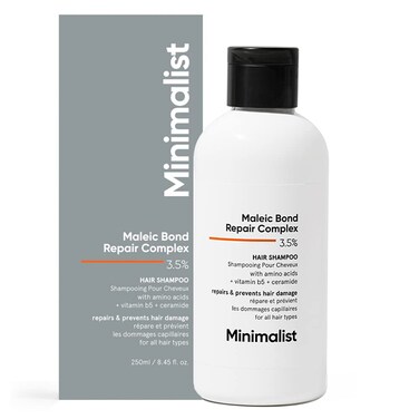 Minimalist Hair Shampoo for Damaged Hair &amp; Frizzy Hair   Maleic Bond Repair Complex 3.5%   With Argan Oil, Ceramides &amp; Coconut Oil   For Women &amp; Men   8.5 Fl Oz / 250 ml