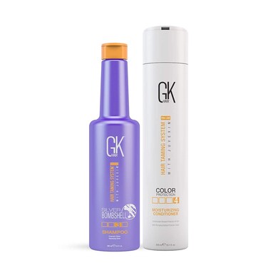 GK HAIR Global Keratin Moisturizing Conditioner and Silver Bombshell Purple Shampoo Set for Blonde &amp; Gray Hair &ndash; Hydrating, Color-Protecting Formula for Damaged, Frizz Control &amp; Damage Repair
