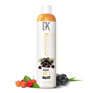 GK HAIR Global Keratin The Best ACAI (33.8 Fl Oz/1000ml) Vegan Smoothing Keratin Hair Treatment Professional Brazilian Complex Blowout Straightening For Silky Smooth Frizz Free Hair