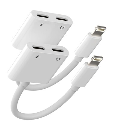 2pack,Compatible for iPhone Headphone Adapter Double Compatible with Lightning Port to Audio Jack and Charger Earphone Charging Splitter 11 12Mini pro xs xr 7 8 for ipad Connector Converter for Apple