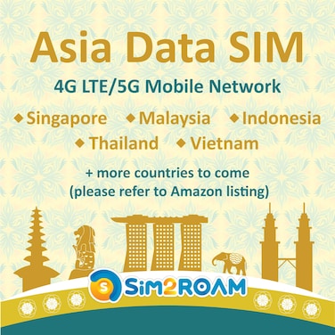 South-East Asia Data only SIM   Indonesia, Malaysia, Singapore, Thailand, Cambodia   1GB daily at 4G LTE High-Speed Internet Data