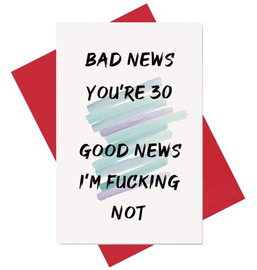 Alzombi Funny 30th Birthday Card for Man or Woman, Bad News You're 30, Good News I am Not, Joke Card