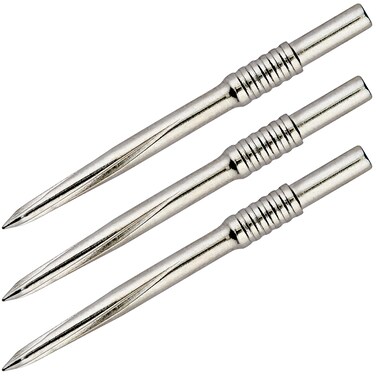 Unicorn Volute Replacement Steel Tip Dart Points   Nickel Plated Silver Colour   Shouldered &amp; Scalloped Engineered Grip   36mm Long   3 per Pack