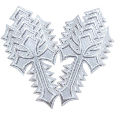 JINMOMOMO Cross Embroidered Patches Iron on Applique Ironing Badges Sewing Patch for Clothing Jackets Backpacks Jeans Supplies Decorative 10 Pcs (Style 7)