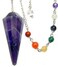 Amethyst 12-Facet Chakra Pendulum for Channeling Intuition with Satin Pouch &amp; Instruction Pamphlet
