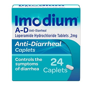 Imodium A-D Diarrhea Relief Caplets with Loperamide Hydrochloride, Anti-Diarrheal Medicine to Help Control Symptoms of Diarrhea Due to Acute, Active &amp; Traveler's Diarrhea, 24 ct.