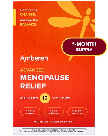 Amberen: Safe Multi-Symptom Menopause Relief. Clinically Shown to Relieve 12 Menopause Symptoms: Hot Flashes, Night Sweats, Mood Swings, Low Energy and More. 1 Month Supply