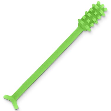 Denture Dart V2 Hard Plastic Denture Gel Adhesive Remover - Remove Denture Gel Adhesive from Mouth &amp; Gums, Denture Glue Removal Tool, Oral Hygiene, Scraper w/Textured Grip and Rigid Bristles