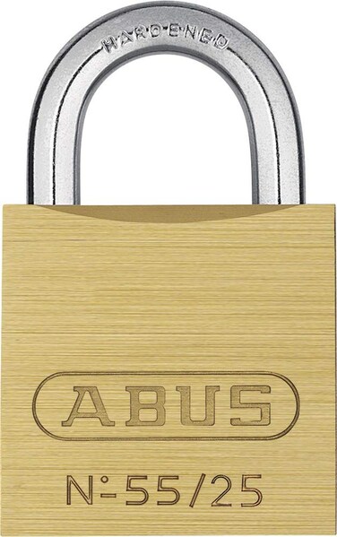 ABUS 55/25 Solid Brass Padlock Keyed Different - Hardened Steel Shackle