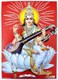 Crafts of India Goddess Saraswati Poster/Reprint Hindu Goddess Picture with Glitter (Unframed : Size 5"X7" inches)
