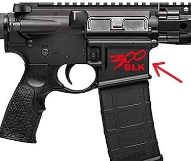 4 pcs 300 Blackout BLK Caliber Lower Graphic - Spartan Style .300 AAC Decal, Flag American Sticker (300 BLK)
