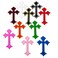 XUNHUI Cross Patch Mixed Colors Embroidered Patches Iron on Applique Embroidery Accessory Red Green Blue Orange Glod Sliver 10 Pieces